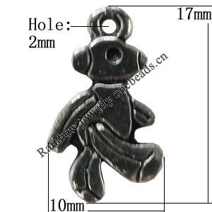 Pendant/Charm Zinc Alloy Jewelry Findings Lead-free, Animal 10x17mm Hole:2mm, Sold by Bag