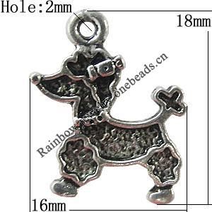Pendant/Charm Zinc Alloy Jewelry Findings Lead-free, Animal 16x18mm Hole:2mm, Sold by Bag