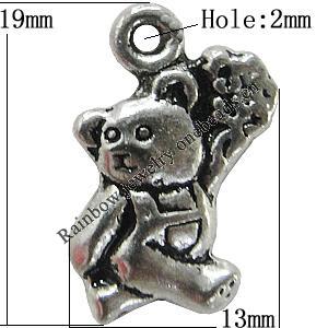 Pendant/Charm Zinc Alloy Jewelry Findings Lead-free, Animal 13x19mm Hole:2mm, Sold by Bag