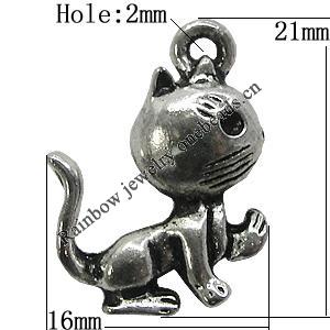 Pendant/Charm Zinc Alloy Jewelry Findings Lead-free, Animal 16x21mm Hole:2mm, Sold by Bag