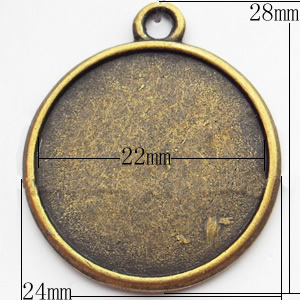 Zinc Alloy Pendant Settings, Outside diameter:24x28mm, Interior diameter:22mm, Sold by Bag  