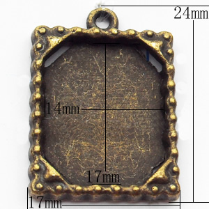 Zinc Alloy Pendant Settings, Outside diameter:17x24mm, Interior diameter:14x17mm, Sold by Bag  