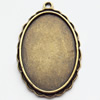 Zinc Alloy Pendant Settings, Outside diameter:24x40mm, Interior diameter:20x31mm, Sold by Bag  