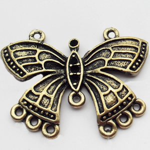 Connector, Zinc Alloy Jewelry Findings, Butterfly, 35x28mm, Sold by Bag  