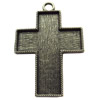 Zinc Alloy Pendant Settings, Cross, Outside diameter:63x12mm, Interior diameter:60x91mm, Sold by Bag  