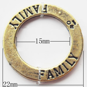 Donut, Zinc Alloy Jewelry Findings, O:22mm I:15mm, Sold by Bag  