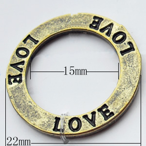 Donut, Zinc Alloy Jewelry Findings, O:22mm I:15mm, Sold by Bag  