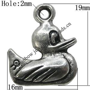 Pendant/Charm Zinc Alloy Jewelry Findings Lead-free, Animal 16x19mm Hole:2mm, Sold by Bag