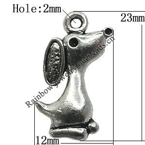 Pendant/Charm Zinc Alloy Jewelry Findings Lead-free, Animal 12x23mm Hole:2mm, Sold by Bag