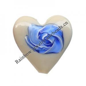 Handmade Lampwork Beads, Heart, 26x25x10mm, Hole:Approx 3mm, Sold by PC