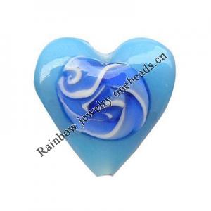 Handmade Lampwork Beads, Heart, 26x25x10mm, Hole:Approx 3mm, Sold by PC