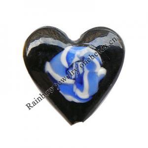 Handmade Lampwork Beads, Heart, 26x25x10mm, Hole:Approx 3mm, Sold by PC