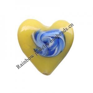 Handmade Lampwork Beads, Heart, 26x25x10mm, Hole:Approx 3mm, Sold by PC