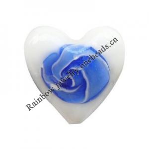 Handmade Lampwork Beads, Heart, 26x25x10mm, Hole:Approx 3mm, Sold by PC