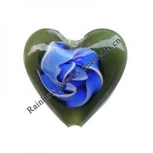 Handmade Lampwork Beads, Heart, 26x25x10mm, Hole:Approx 3mm, Sold by PC