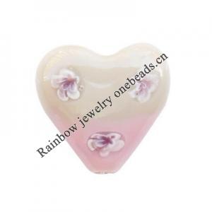 Handmade Lampwork Beads, Heart, 14x15x8mm, Hole:Approx 2mm, Sold by PC