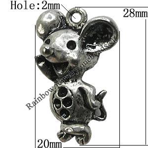 Pendant Setting Zinc Alloy Jewelry Findings Lead-free, Animal 20x28mm Hole:2mm, Sold by Bag