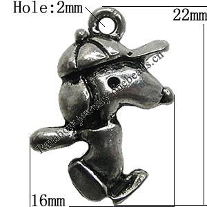 Pendant/Charm Zinc Alloy Jewelry Findings Lead-free, Animal 16x22mm Hole:2mm, Sold by Bag