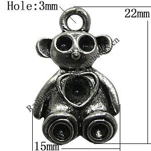 Pendant Setting Zinc Alloy Jewelry Findings Lead-free, Animal 15x22mm Hole:3mm, Sold by Bag