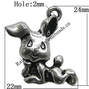 Pendant Setting Zinc Alloy Jewelry Findings Lead-free, Animal 24x22mm Hole:2mm, Sold by Bag