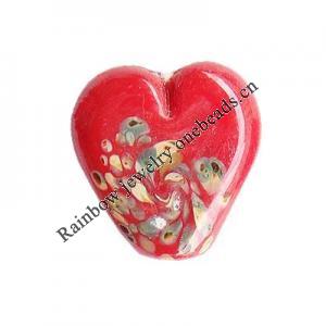 Handmade Lampwork Beads, Heart, 17x17x7mm, Hole:Approx 2mm, Sold by PC