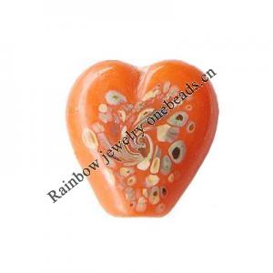 Handmade Lampwork Beads, Heart, 17x17x7mm, Hole:Approx 2mm, Sold by PC