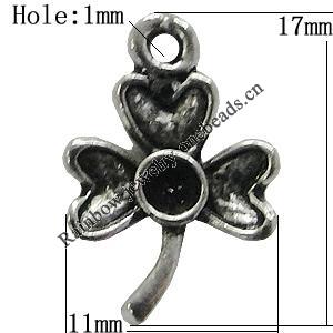 Pendant Setting Zinc Alloy Jewelry Findings Lead-free, Flower 11x17mm Hole:1mm, Sold by Bag