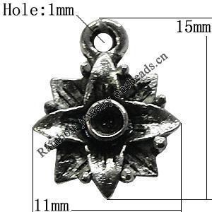 Pendant Setting Zinc Alloy Jewelry Findings Lead-free, Flower 11x15mm Hole:1mm, Sold by Bag