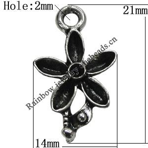 Pendant Setting Zinc Alloy Jewelry Findings Lead-free, Flower 14x21mm Hole:2mm, Sold by Bag
