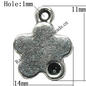 Pendant Setting Zinc Alloy Jewelry Findings Lead-free, Flower 11x14mm Hole:1mm, Sold by Bag