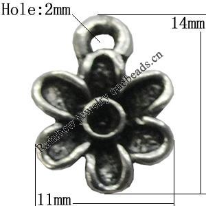 Pendant Setting Zinc Alloy Jewelry Findings Lead-free, Flower 11x14mm Hole:2mm, Sold by Bag