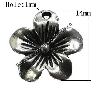 Pendant/Charm Zinc Alloy Jewelry Findings Lead-free, Flolwer 14mm Hole:1mm, Sold by Bag