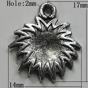 Pendant/Charm Zinc Alloy Jewelry Findings Lead-free, Flolwer 14x17mm Hole:2mm, Sold by Bag