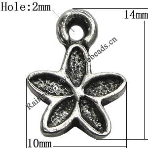 Pendant/Charm Zinc Alloy Jewelry Findings Lead-free, Flolwer 10x14mm Hole:2mm, Sold by Bag