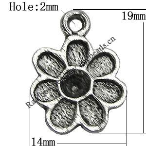 Pendant Setting Zinc Alloy Jewelry Findings Lead-free, Flower 14x19mm Hole:2mm, Sold by Bag