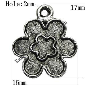 Pendant/Charm Zinc Alloy Jewelry Findings Lead-free, Flolwer 15x17mm Hole:2mm, Sold by Bag