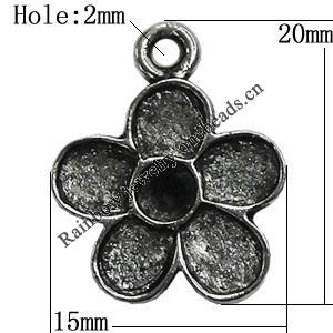 Pendant Setting Zinc Alloy Jewelry Findings Lead-free, Flower 15x20mm Hole:2mm, Sold by Bag