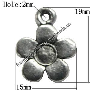 Pendant/Charm Zinc Alloy Jewelry Findings Lead-free, Flolwer 15x19mm Hole:2mm, Sold by Bag