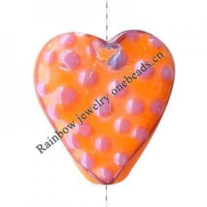 Handmade Lampwork Beads, Heart, 21x21x9mm, Hole:Approx 2mm, Sold by PC