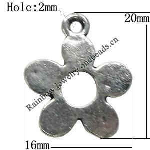 Pendant/Charm Zinc Alloy Jewelry Findings Lead-free, Flolwer 16x20mm Hole:2mm, Sold by Bag