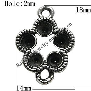 Pendant Setting Zinc Alloy Jewelry Findings Lead-free, Flower 14x18mm Hole:2mm, Sold by Bag