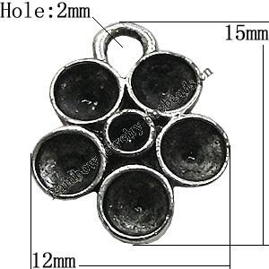 Pendant Setting Zinc Alloy Jewelry Findings Lead-free, Flower 12x15mm Hole:2mm, Sold by Bag