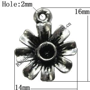 Pendant Setting Zinc Alloy Jewelry Findings Lead-free, Flower 14x16mm Hole:2mm, Sold by Bag