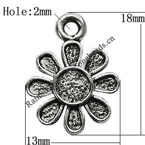 Pendant/Charm Zinc Alloy Jewelry Findings Lead-free, Flolwer 13x18mm Hole:2mm, Sold by Bag