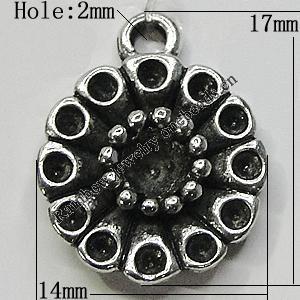 Pendant Setting Zinc Alloy Jewelry Findings Lead-free, Flower 14x17mm Hole:2mm, Sold by Bag