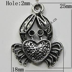Pendant Setting Zinc Alloy Jewelry Findings Lead-free, Spider 18x25mm Hole:2mm, Sold by Bag