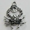 Pendant/Charm Zinc Alloy Jewelry Findings Lead-free, Spider 24x33mm Hole:2mm, Sold by Bag