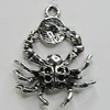 Pendant/Charm Zinc Alloy Jewelry Findings Lead-free, Spider 24x33mm Hole:2mm, Sold by Bag