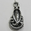 Pendant/Charm Zinc Alloy Jewelry Findings Lead-free, Animal 14x27mm Hole:2mm, Sold by Bag