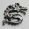 Pendant/Charm Zinc Alloy Jewelry Findings Lead-free, Dragon 17x24mm Hole:2mm, Sold by Bag